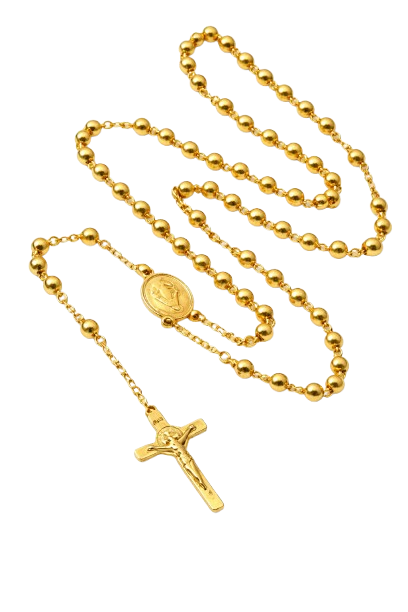 Zlatý ruženec s krížikom a medailónom