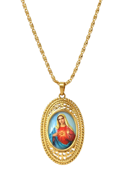 Oválny náhrdelník s Pannou Máriou – zlatá